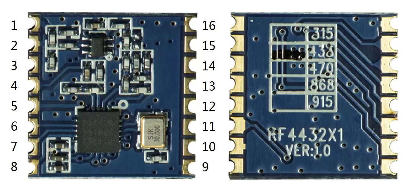 Definição de pinos do módulo transceptor de baixo custo Si4432 RF4432X1 Definição de pinos do módulo transceptor de baixo custo Si4432 RF4432X1