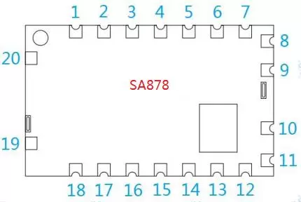 Definição de pinos do módulo walkie talkie embutido de 2 W SA878 com oscilador de cristal TCXO Definição de pinos do módulo walkie talkie embutido de 2 W SA878 com oscilador de cristal TCXO