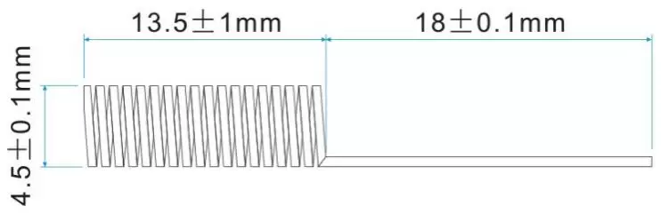 Dimensões da antena de mola de 490 MHz SW490-TH14 Dimensões da antena de mola de 490 MHz SW490-TH14