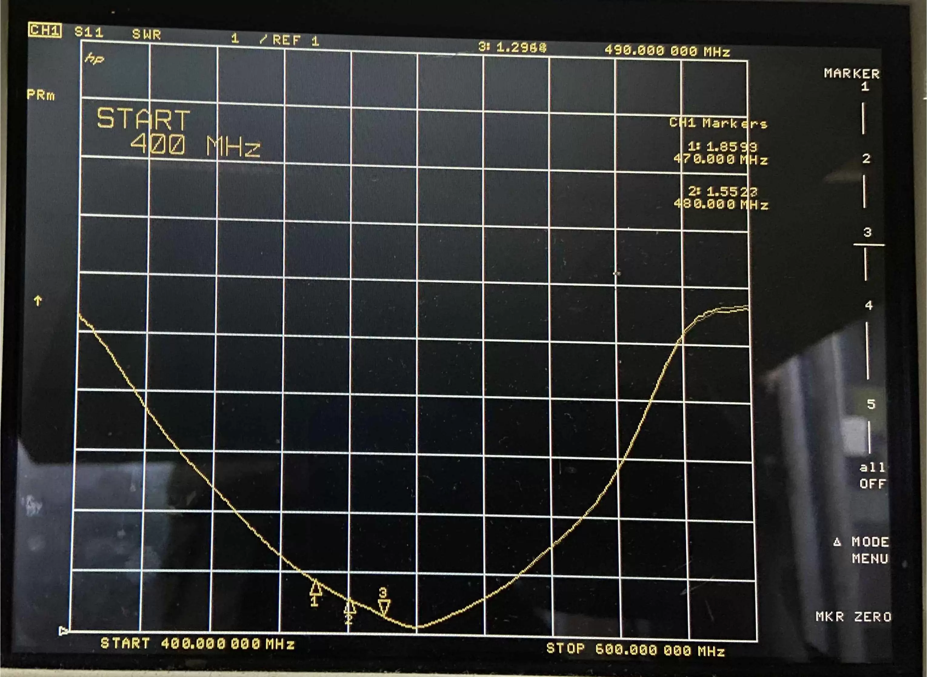 Gráficos de ROE da antena de haste SW490-WT100 Gráficos de ROE da antena de haste SW490-WT100