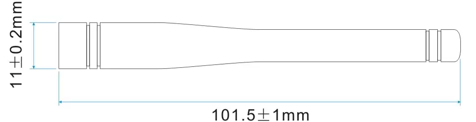 Dimensões mecânicas da antena de haste SW409-ZT100 Dimensões mecânicas da antena de haste SW409-ZT100