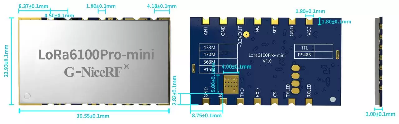 módulo lora LoRa6100Pro-tamanho mini