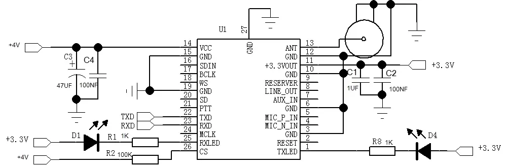 Circuito de aplicação do módulo de transmissão de dados full-duplex SA618F30-FD