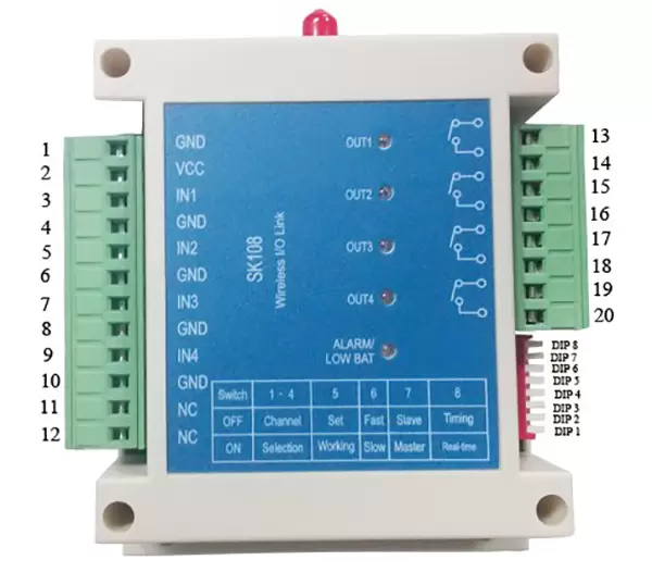 Definição de pinos do módulo transmissor e receptor RC sem fio SK108 Definição de pinos do módulo transmissor e receptor RC sem fio SK108