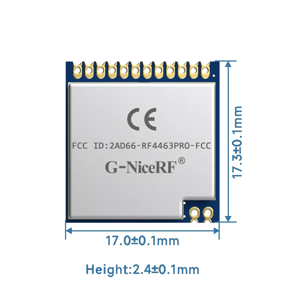 RF4463PRO-433: Módulo Front-end Si4463 433MHz com ID FCC e ID IC e certificação CE-RED