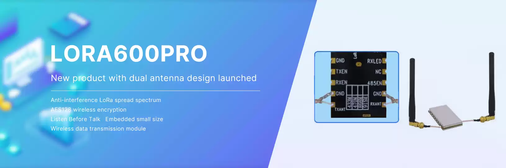Módulo RF LoRa Uart de antena dupla LoRa600Pro