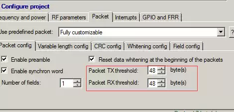 Definir limites de configuração TX_FIFO_ALMOST_EMPTY e RX_FIFO_ALMOST_FULL