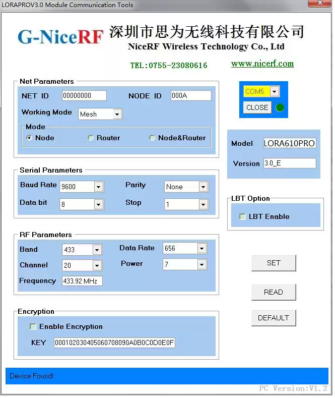 módulo sem fio define a taxa de transmissão