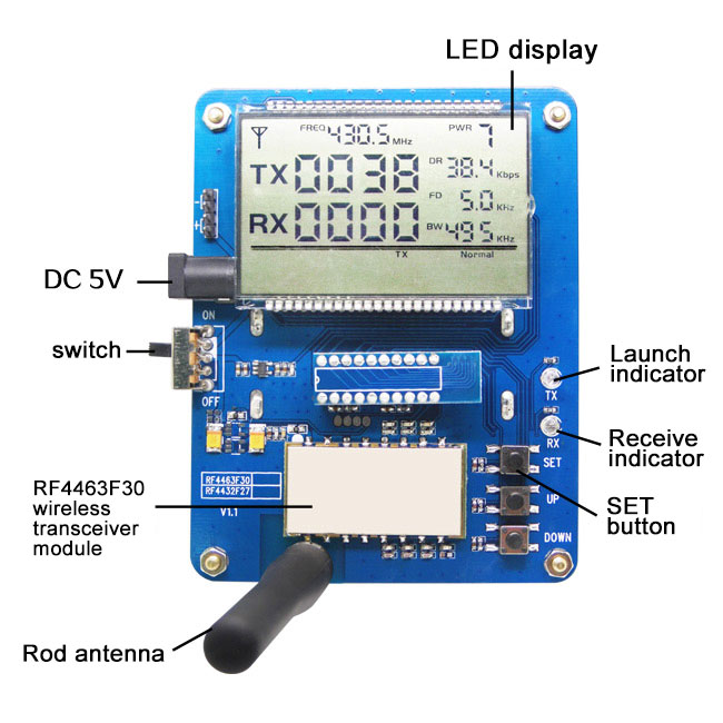 módulo transceptor sem fio RF4463F30 placa DEMO