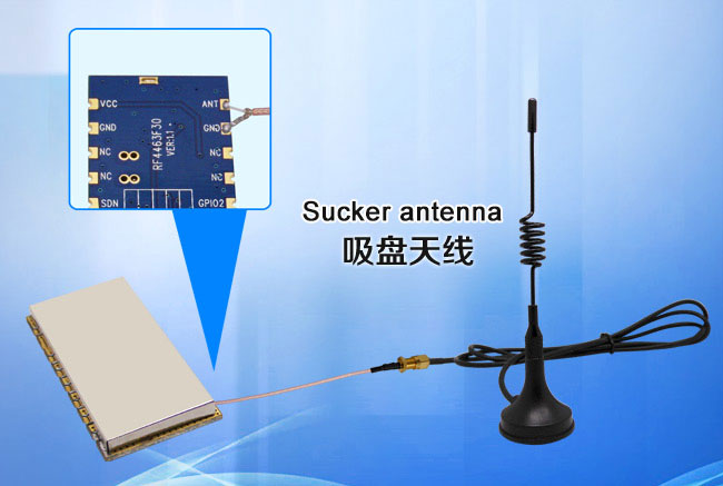 Módulo de 433 MHz conecta a antena de sucção