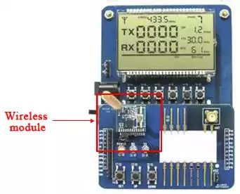 Placa de demonstração e conexão de hardware do módulo sem fio