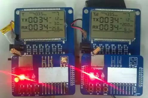 O diagrama físico da comunicação entre RF4432PRO (esquerda) e RF4463PRO