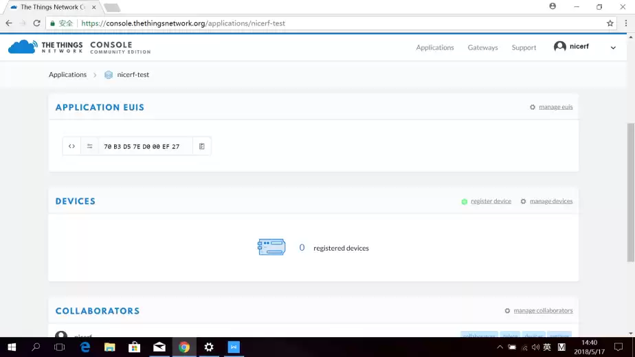 Após adicionar o aplicativo, precisamos registrar um dispositivo. Clique no dispositivo de registro.