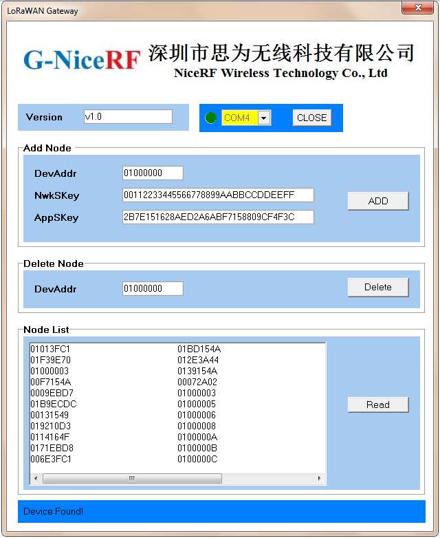 Configurações de software para PC LoRaWAN Gateway LG1301-SE