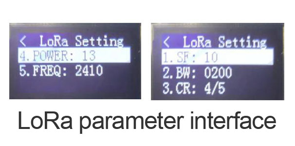 Interface de configuração de parâmetros LoRa