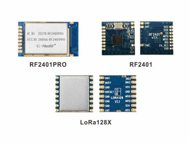 Comparação de três módulos transmissores e receptores comuns de 2,4 GHz