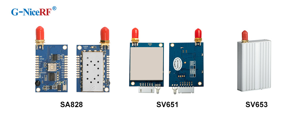 módulo walkie talkie SA828 e módulo RF SV651 e modem RF SV653