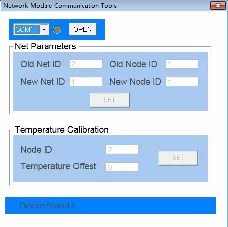 Configuração de parâmetros do terminal de medição de temperatura do software para PC