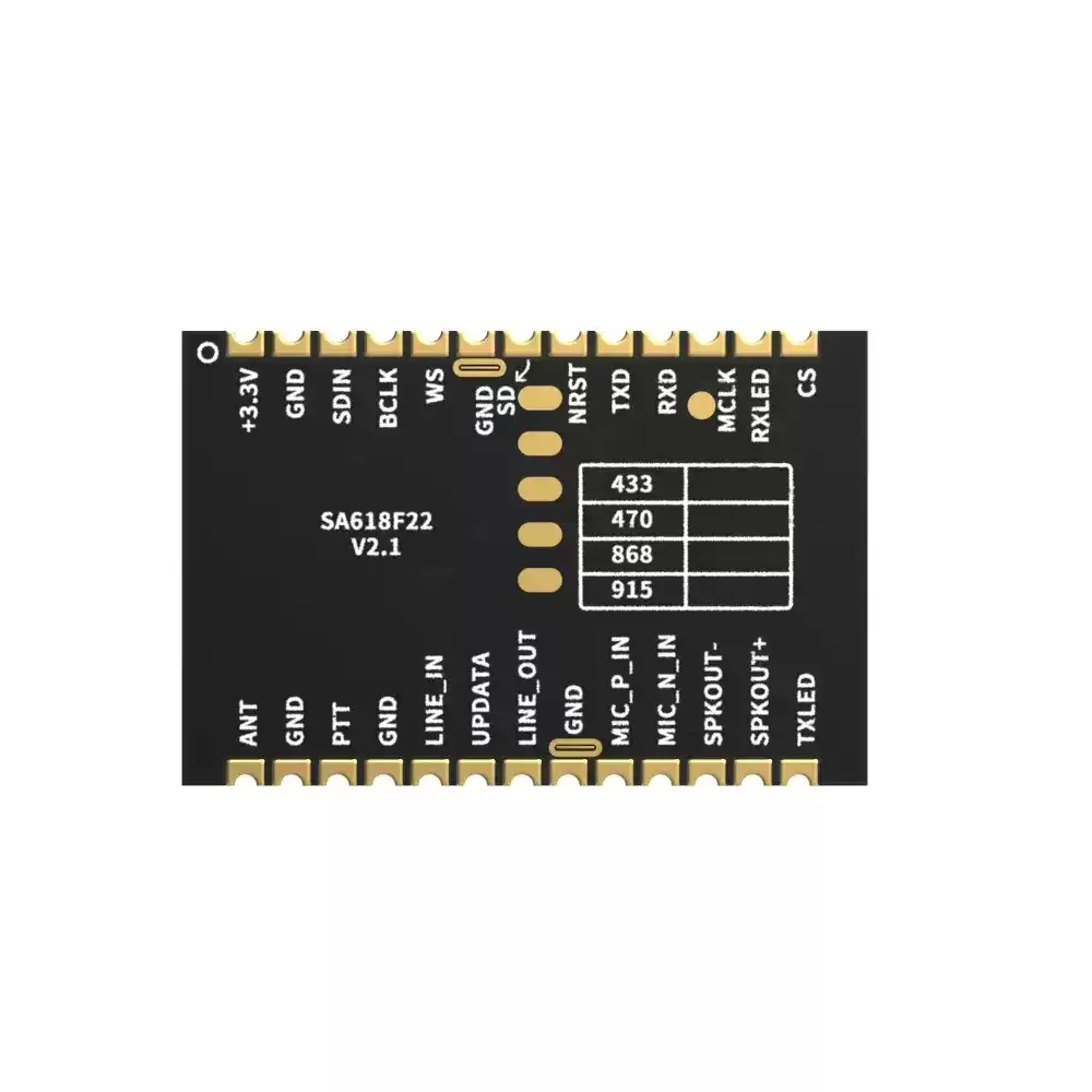 SA618F22: Módulo transceptor de áudio sem fio full duplex com taxa de amostragem de 160 mW e 8K