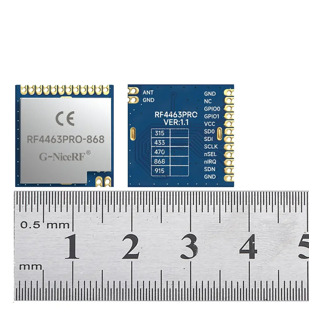 RF4463PRO-868: Módulo RF Si4463 CE-RED certificado de 100mW 868MHz com cristal 10PPM