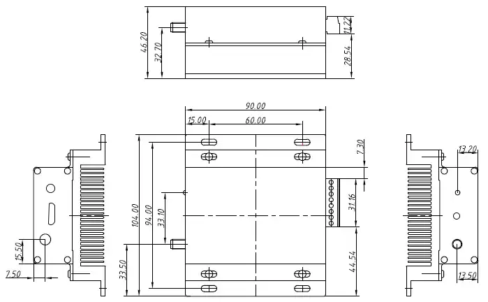 Tamanho do módulo transceptor de áudio SA356S