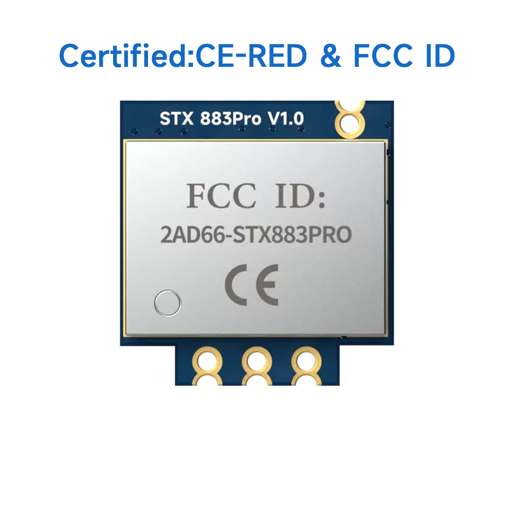 STX883Pro: M&oacute;dulo transmissor ASK de alta pot&ecirc;ncia de 433 MHz com certifica&ccedil;&atilde;o CE-RED e FCC ID