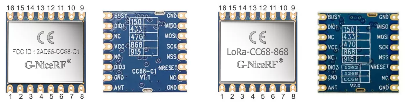 Definição de pinos do módulo sem fio LoRa LoRa-CC68-915
