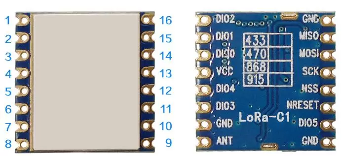 Definição de pinos do módulo LoRa SX1276 de 915 MHz LoRa1276-C1-915