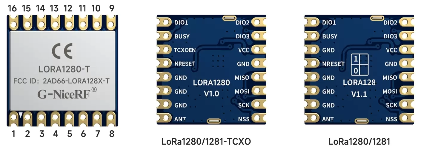 Definição de pinos dos módulos LoRa sem fio de 2,4 GHz LoRa1280 e LoRa1281