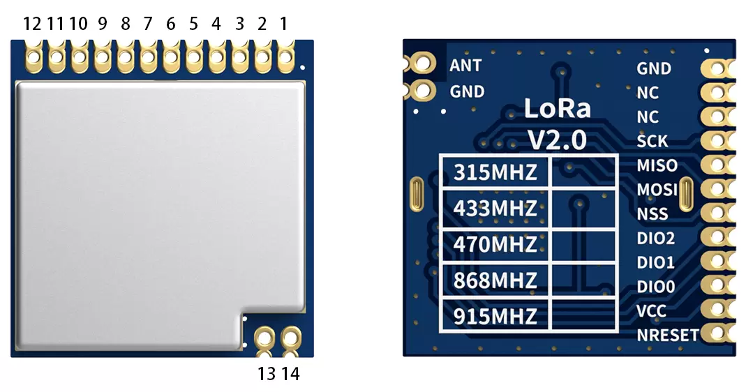 Definição de pinos do módulo LoRa sem fio 433/470 MHz LoRa1278