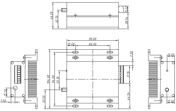 Dimensões mecânicas do modem RF LoRa sem fio LoRa6500Pro