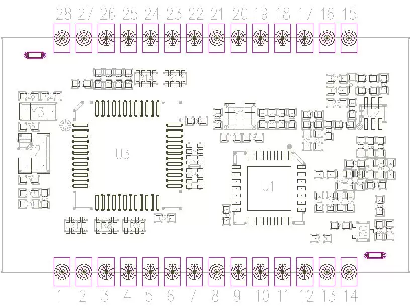 Pinos do módulo RF do nó LoRaWAN LN610-X1