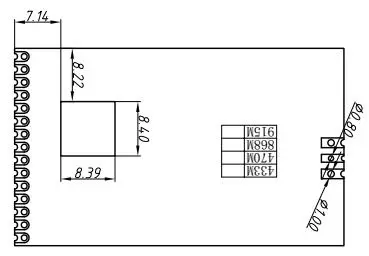 Dimensões mecânicas do módulo gateway LoRaWan Definição do pino do módulo gateway LoRaWan LoRaWan1301
