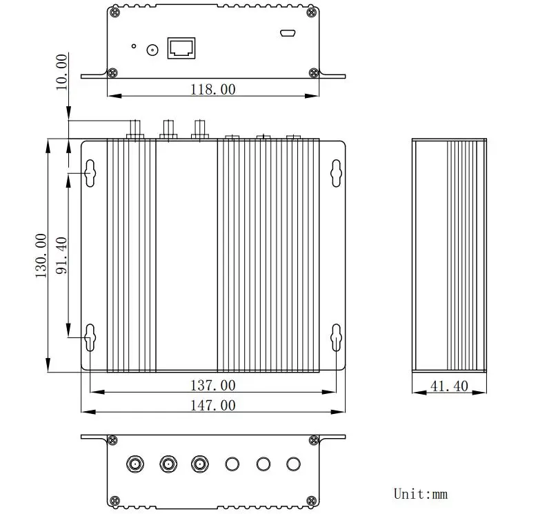 Dimensões mecânicas do módulo gateway LoRaWan LG1301-PF
