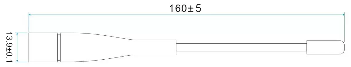 Tamanhos da antena de haste SW433-ZB165