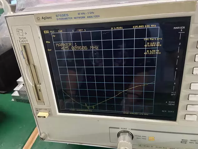 Gráficos de ROE da antena de haste SW433-ZB165