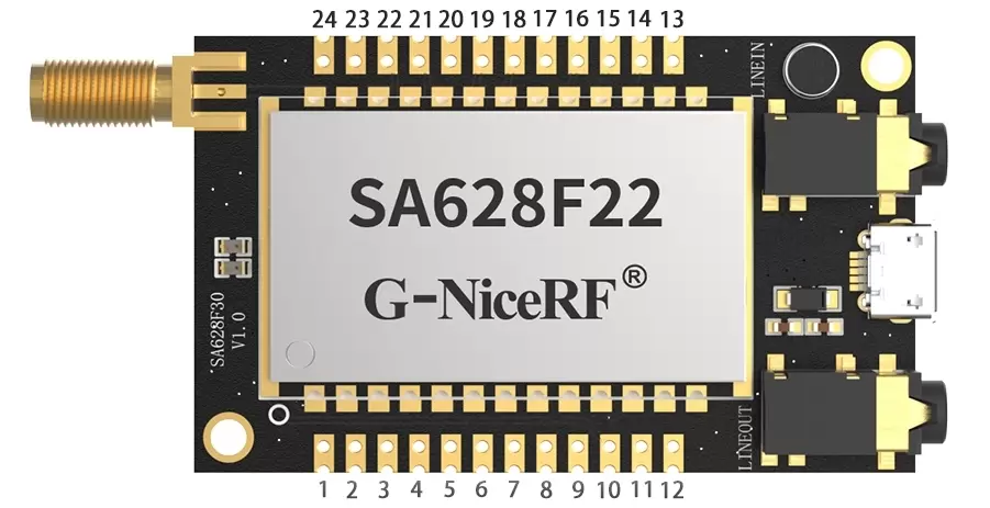 Definição de pinos do módulo Walkie-Talkie de áudio full-duplex SA628F22