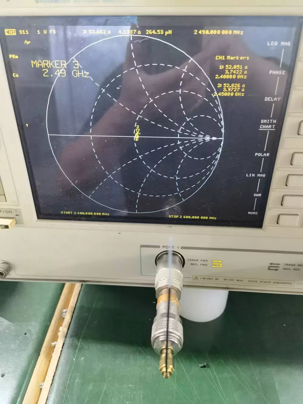 Gráficos Smith da antena IPEX SW2400-IPEX