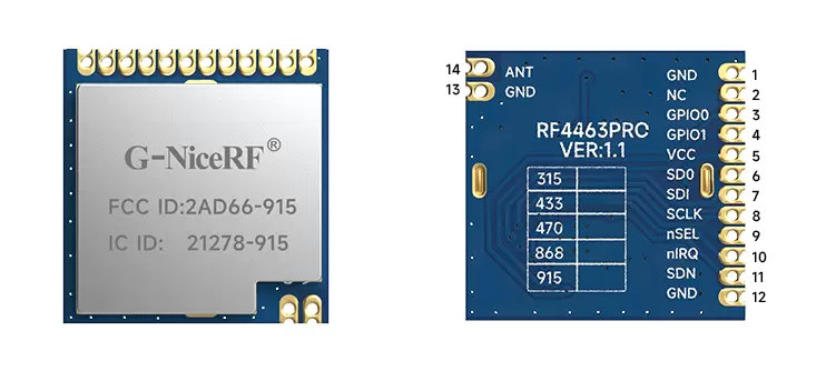 Definição de pinos do módulo RF RF4463PRO-915
