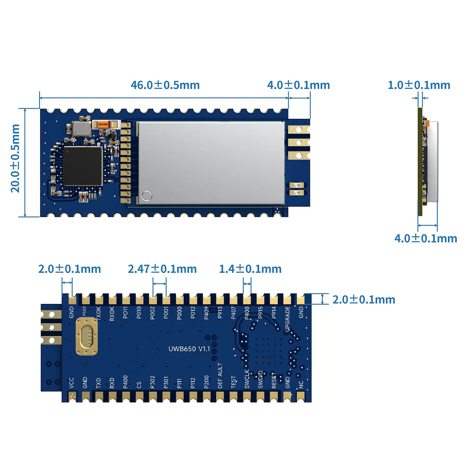 UWB650: M&oacute;dulo UWB de alta precis&atilde;o para alcance e posicionamento interno com criptografia AES128